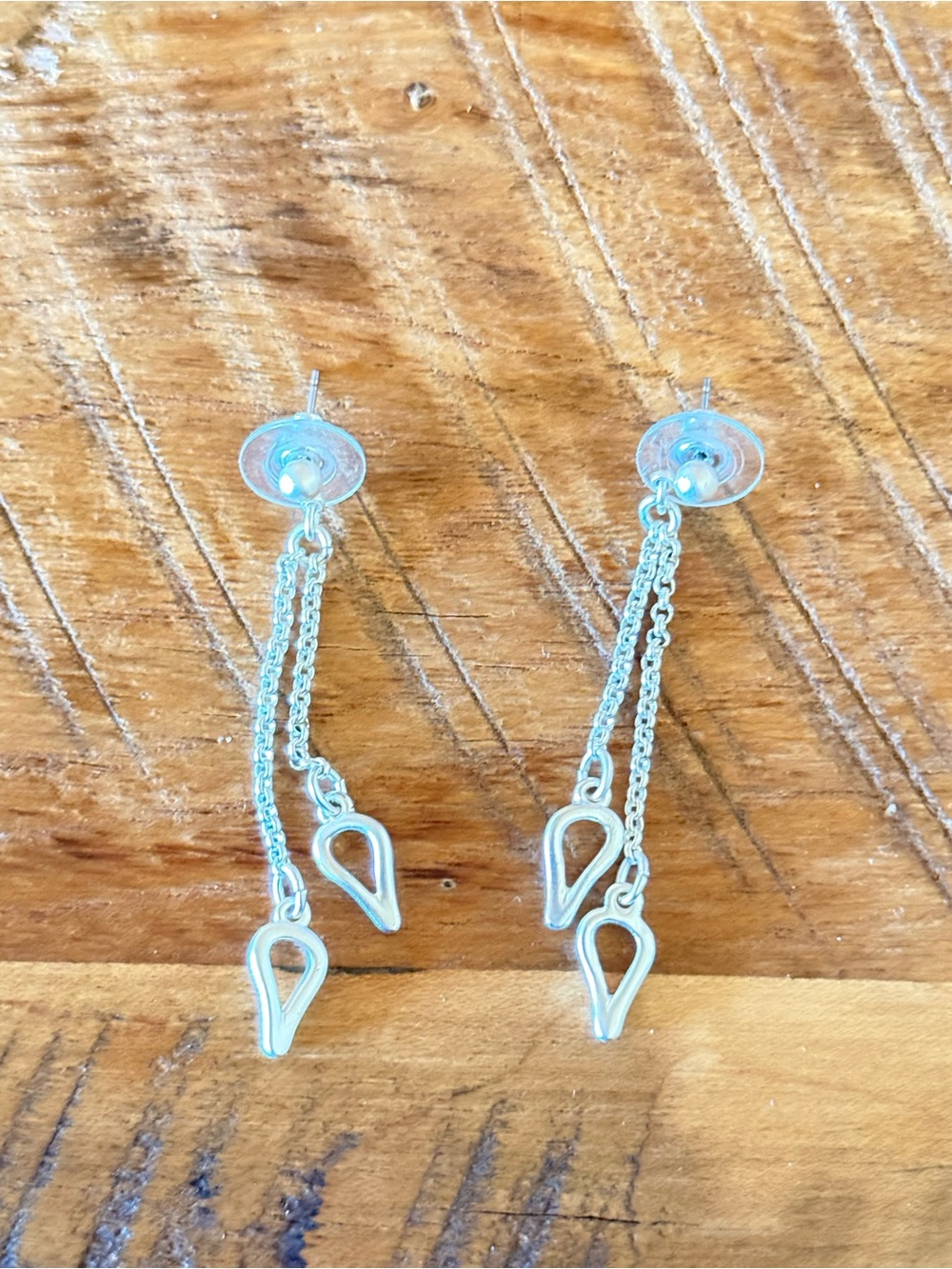 Sterling Silver Teardrop Dangle Earrings - Silver